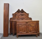Pair of French walnut twin bed