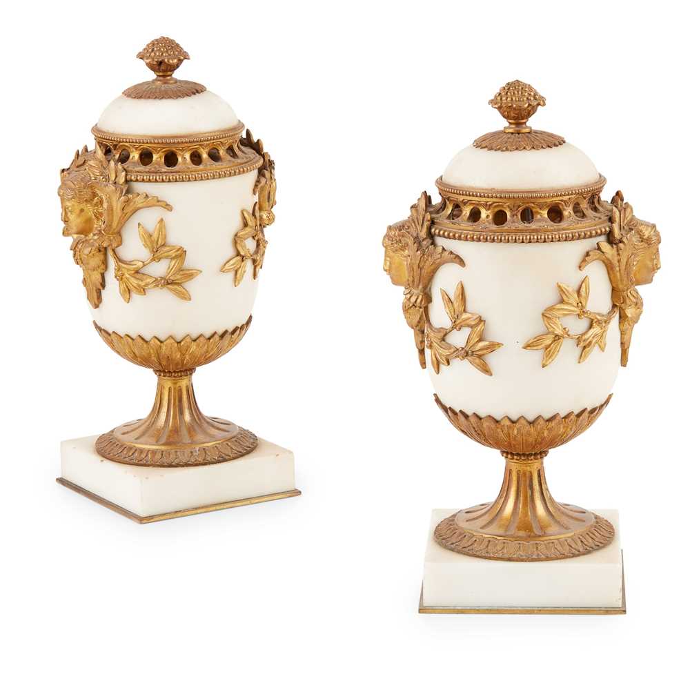 PAIR OF FRENCH WHITE MARBLE AND