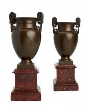 PAIR OF FRENCHBRONZE AND MARBL