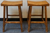 PAIR OF FRUITWOOD BARSTOOLS BY