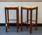 PAIR OF FRUITWOOD RUSH SEAT ST