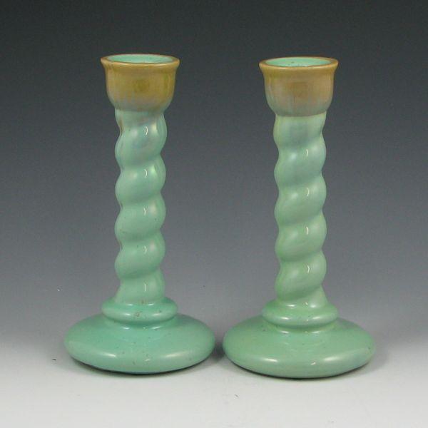 Pair of Fulper candleholders in