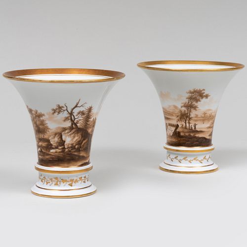 PAIR OF FURSTENBERG SEPIA PORCELAIN