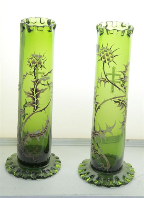 PAIR OF GALLE' DEPOSE' VASES. Green