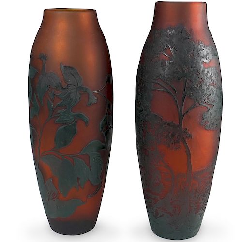 PAIR OF GALLE STYLE CAMEO GLASS