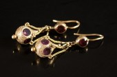 PAIR OF GARNET AND EIGHTEEN KA