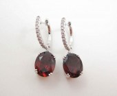 PAIR OF GARNET, DIAMOND AND FO