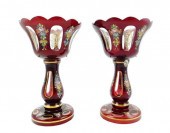 PAIR OF GARNITURES, RUBY CUT T
