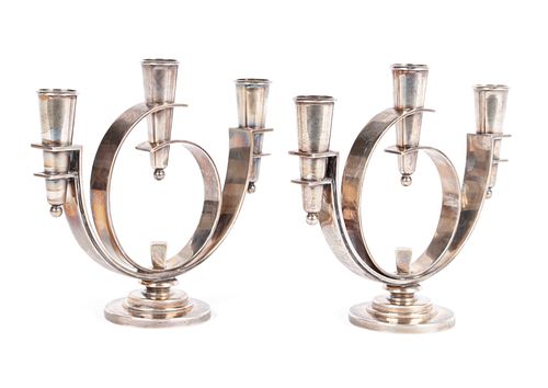 PAIR OF GEORG JENSEN THREE-LIGHT