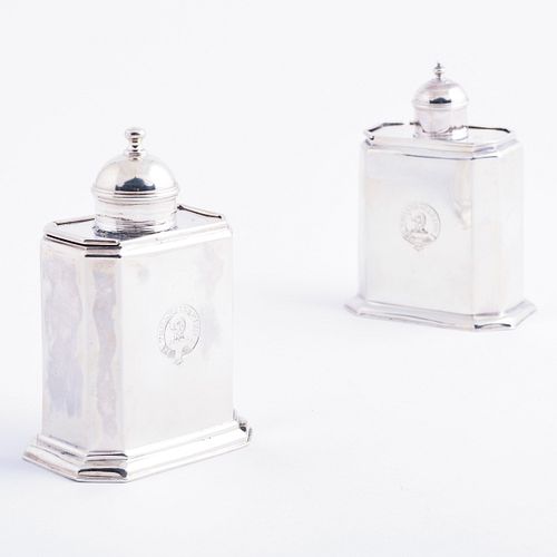 PAIR OF GEORGE II SILVER TEA