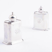PAIR OF GEORGE II SILVER TEA C