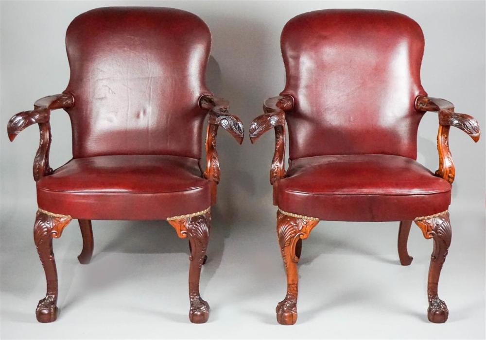 PAIR OF GEORGE II STYLE BURGUNDY