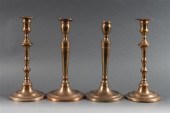 Pair of George III brass candl