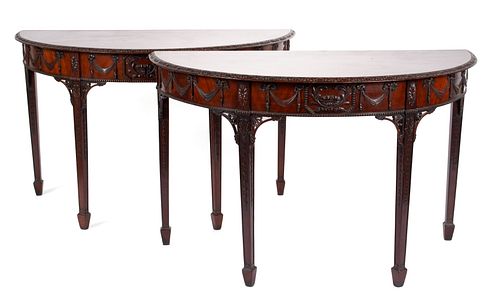PAIR OF GEORGE III DEMILUNE CONSOLE