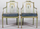PAIR OF GEORGE III GREEN PAINT