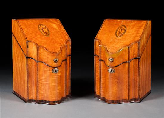 Pair of George III inlaid satinwood