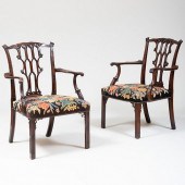PAIR OF GEORGE III MAHOGANY AR