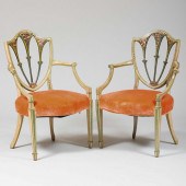 PAIR OF GEORGE III PAINTED SHI