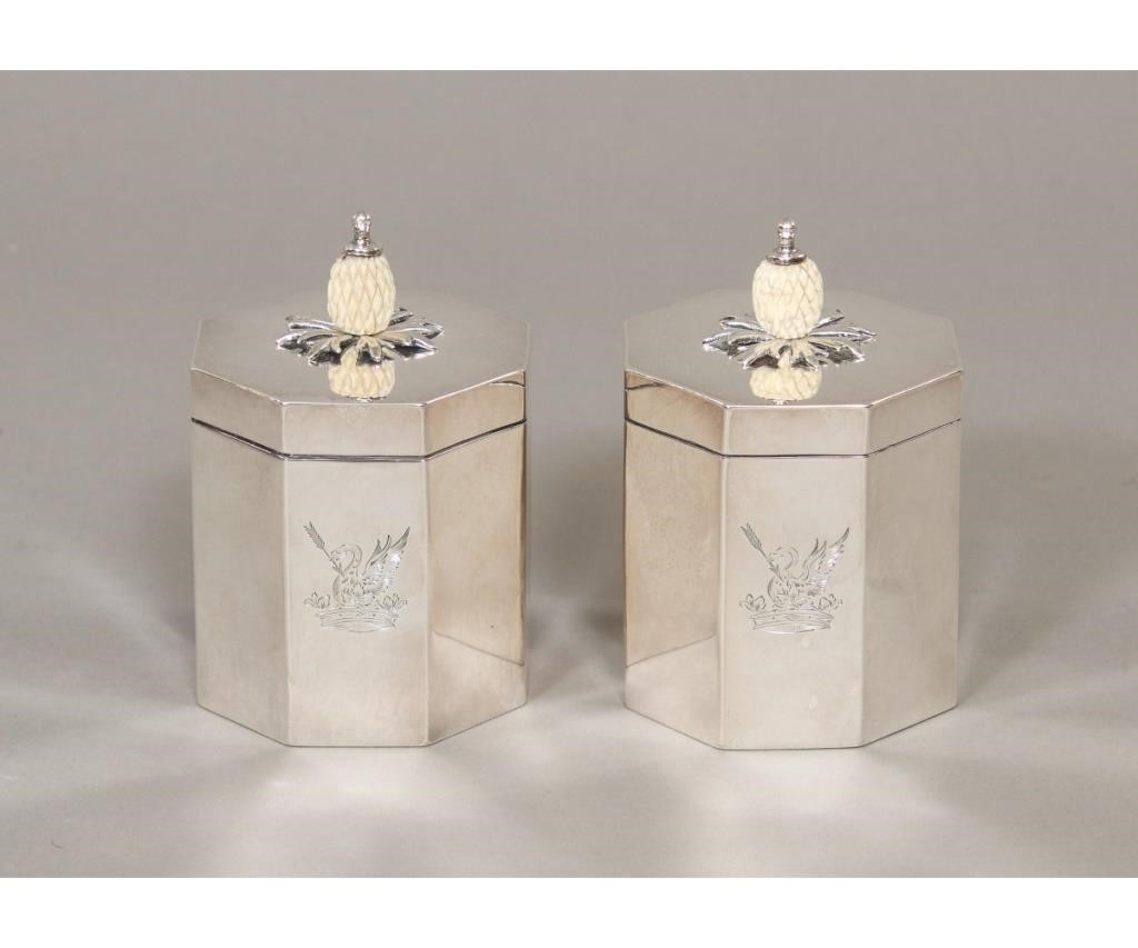 Pair of George III silver hexagonal