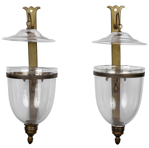 PAIR OF GEORGIAN GLASS AND BRASS