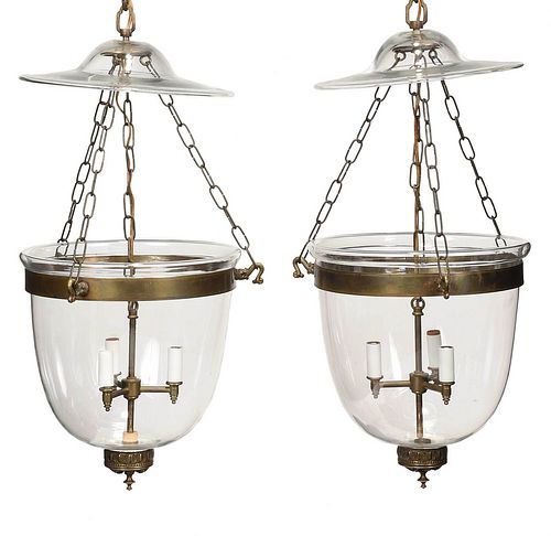 PAIR OF GEORGIAN GLASS AND BRASS
