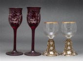 Pair of German enameled glass