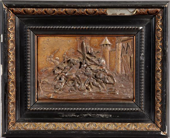 Pair of German Gilt-Brass Relief