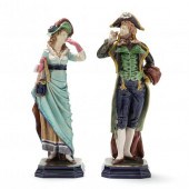 PAIR OF GERMAN MAJOLICA FIGURE