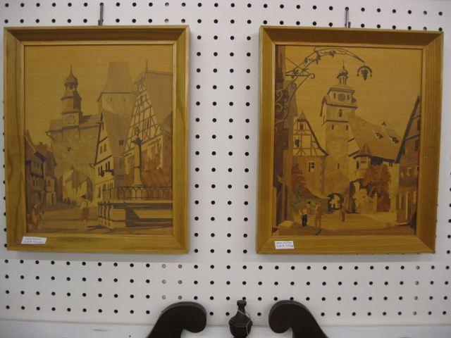 Pair of German Marquetry Plaques