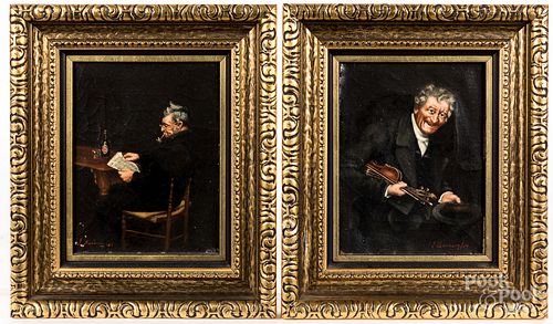 PAIR OF GERMAN OIL ON CANVAS
