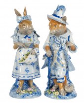 PAIR OF GERMAN PORCELAIN ANIMA