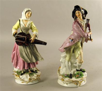 Pair of German porcelain figures of