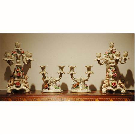Pair of German Porcelain Five-Light