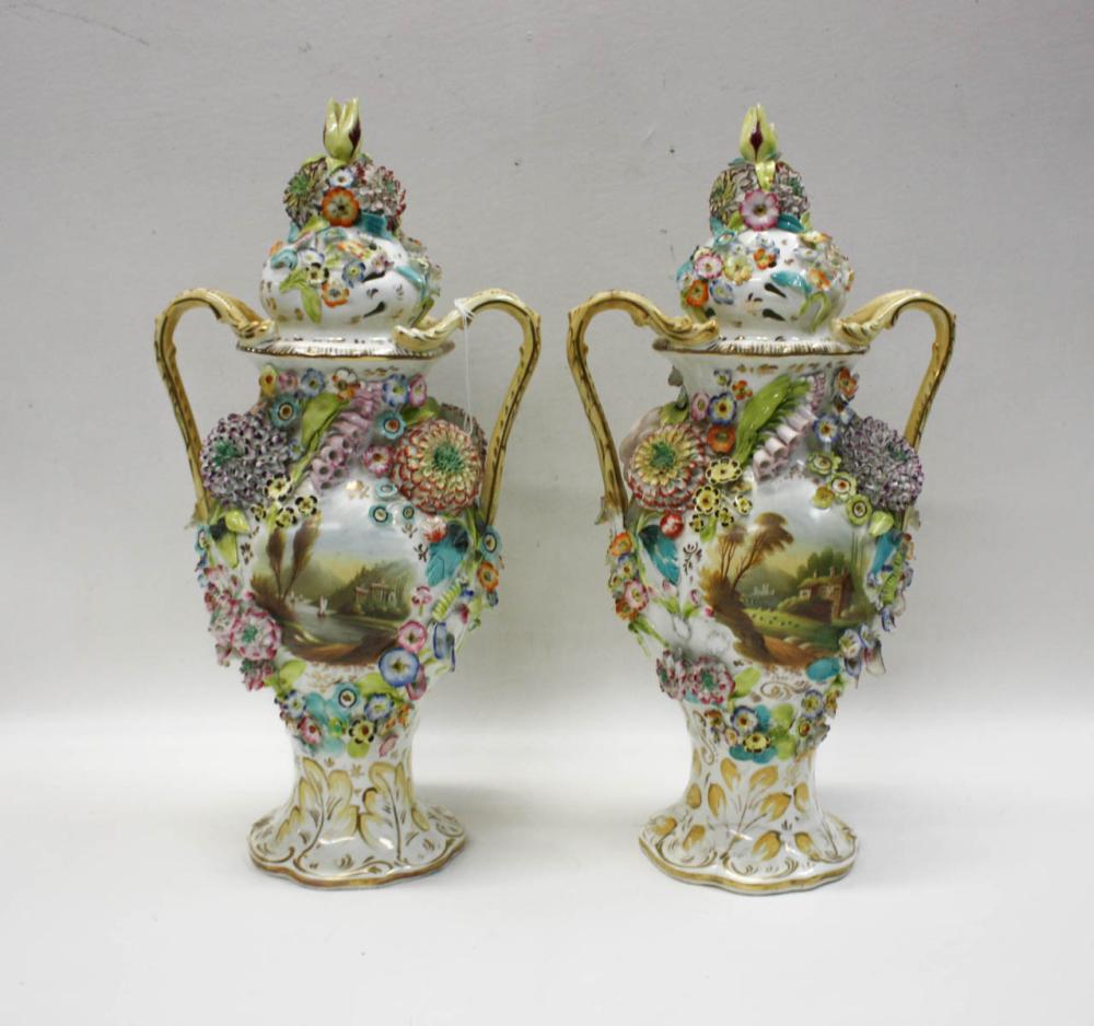 PAIR OF GERMAN PORCELAIN LIDDED