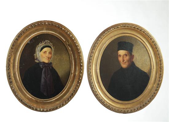 PAIR OF GERMAN PORTRAITS. 19th