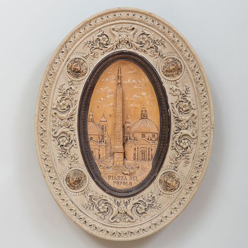 PAIR OF GERMAN POTTERY OVAL ITALIAN