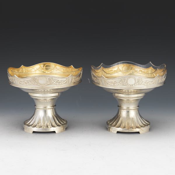 PAIR OF GERMAN SILVER COMPOTES 6 ½"