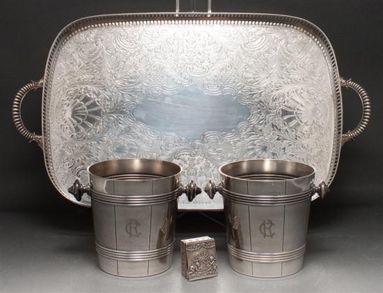 Pair of German silver-plated wine