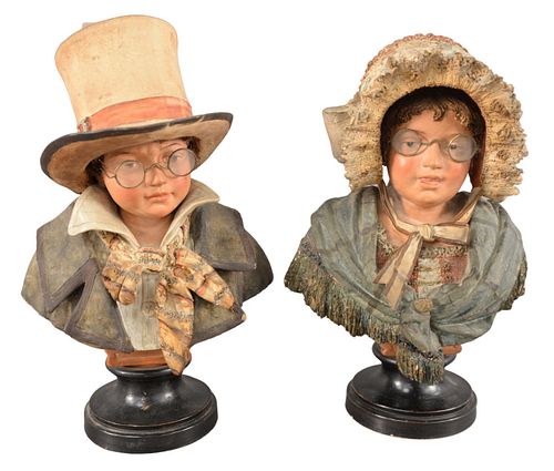 PAIR OF GERMAN TERRACOTTA BUSTS, TO