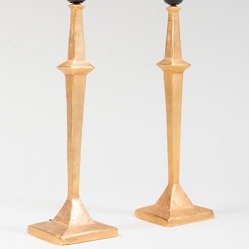 PAIR OF GIACOMETTI STYLE GILT-METAL