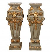 PAIR OF GILT AND GREY-PAINTED