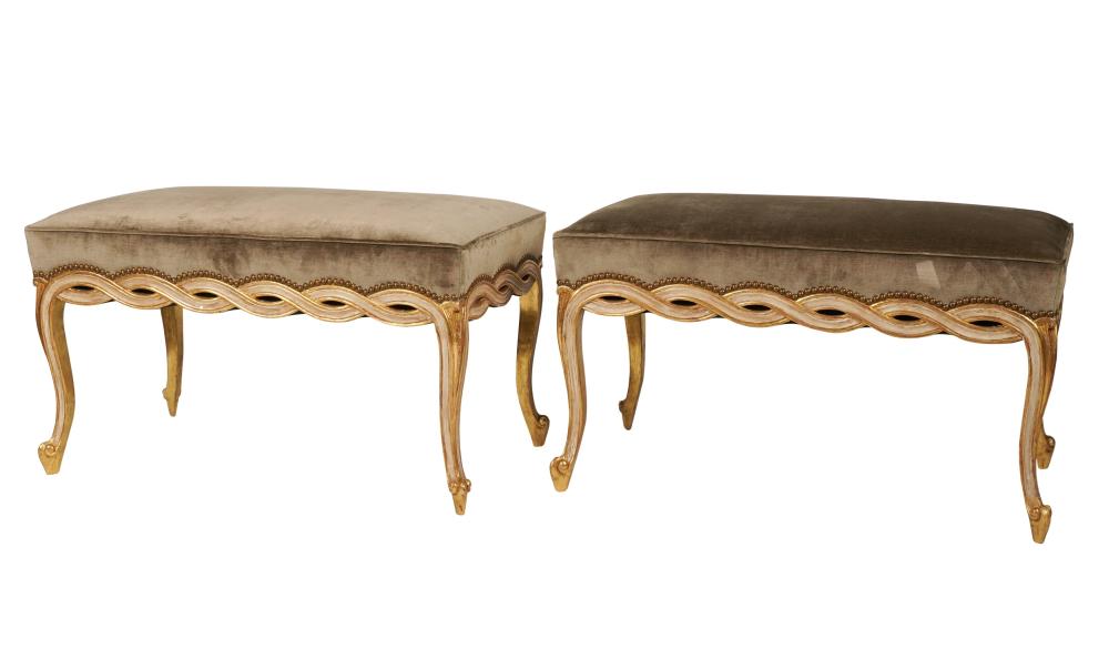 PAIR OF GILT AND WHITE-PAINTED