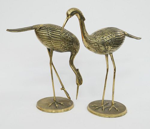 PAIR OF GILT BRASS CRANE BIRD
