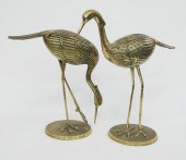 PAIR OF GILT BRASS CRANE BIRD