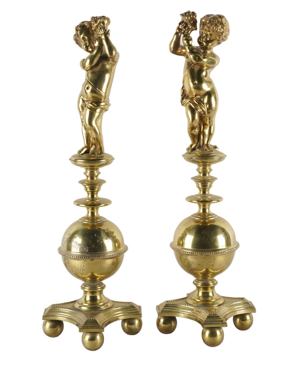 PAIR OF GILT BRASS FIGURAL