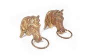 PAIR OF GILT BRASS HORSEHEAD T