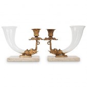 PAIR OF GILT BRONZE & CUT GLAS