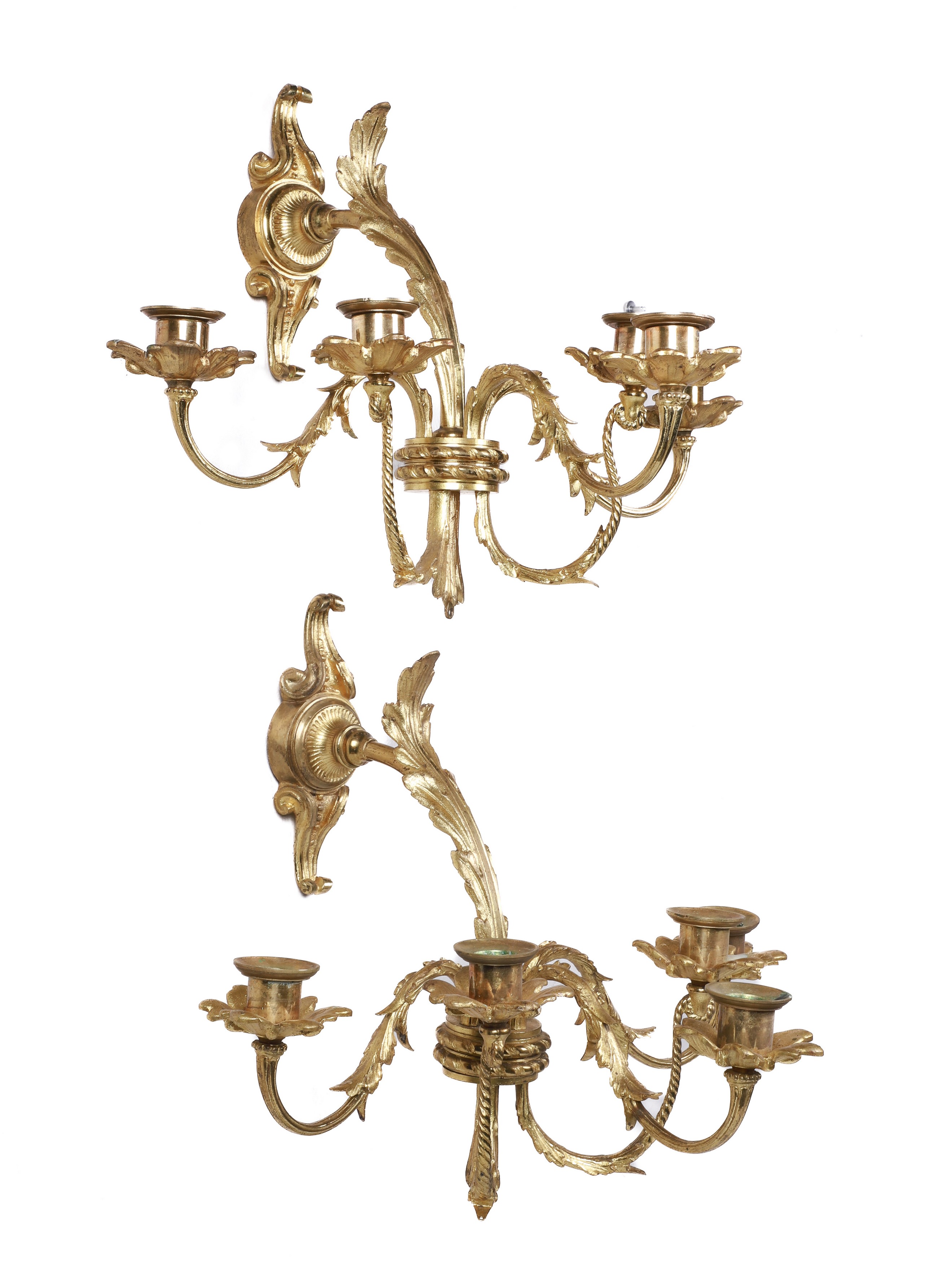 Pair of gilt bronze 5-light