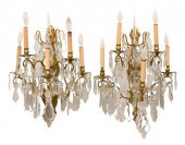 PAIR OF GILT BRONZE AND CUT GL