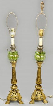 PAIR OF GILT-BRONZE AND GLASS